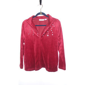 SagHarbor Red Zip Blouse Petite Large